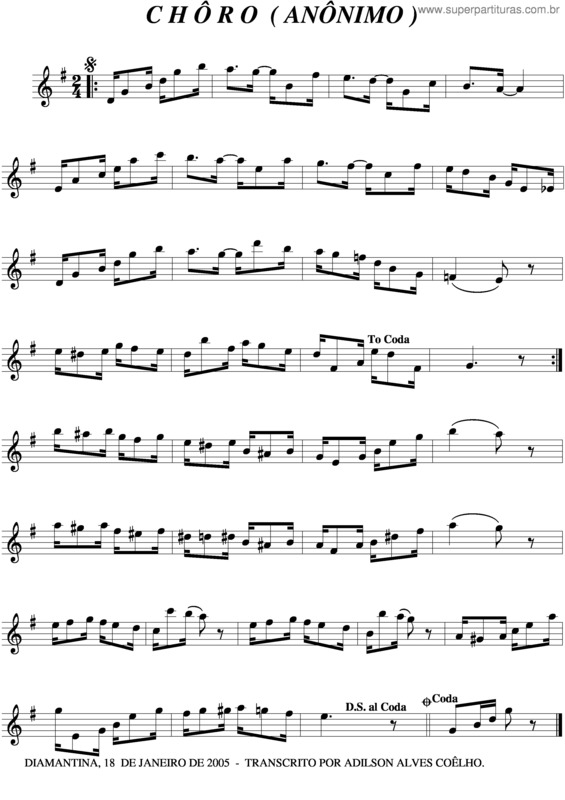 Partitura da música Choro Anônimo v.3