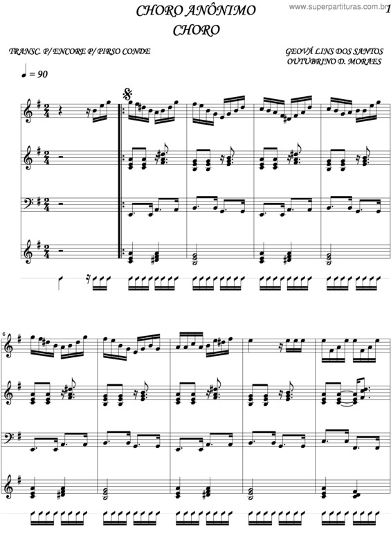 Partitura da música Choro Anônimo v.6