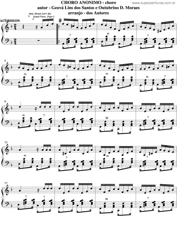 Partitura da música Choro Anônimo v.7