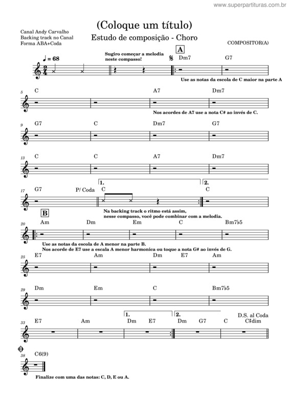 Partitura da música Choro Backing Track