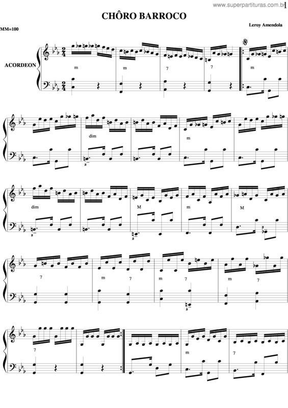 Partitura da música Choro Barroco