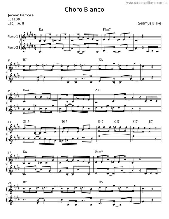 Partitura da música Choro Blanco