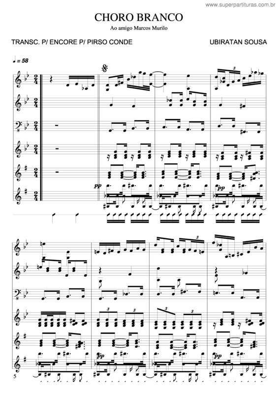 Partitura da música Choro Branco v.2