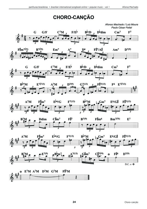 Partitura da música Choro-Canção