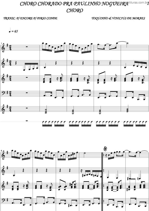 Partitura da música Choro Chorado Pra Paulinho Nogueira v.3