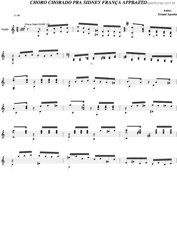 Partitura da música Choro Chorado Pra Sidney França Apratto