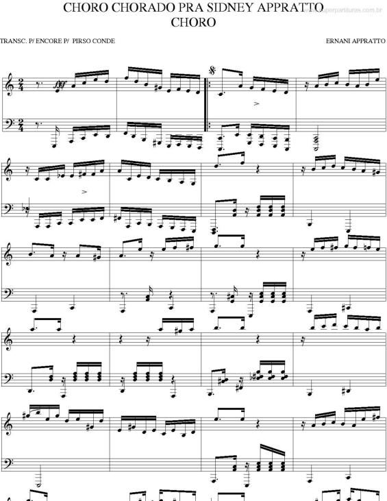 Partitura da música Choro Chorando pra Sidney Appratto