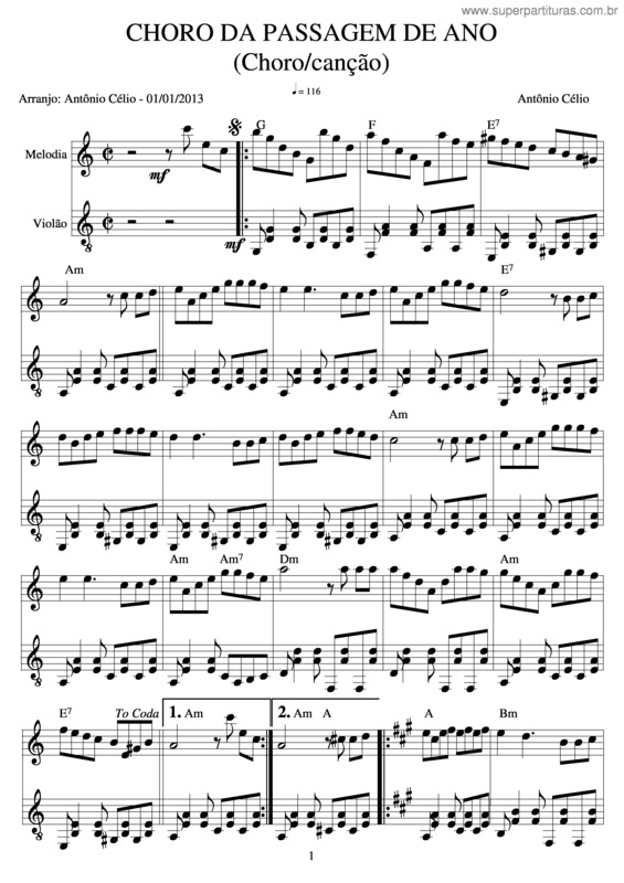 Partitura da música Choro Da Passagem De Ano