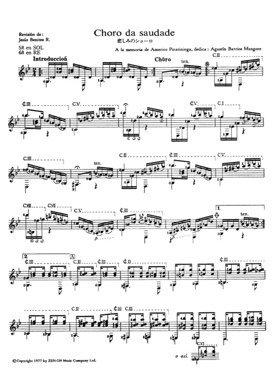 Partitura da música Choro Da Saudade v.2