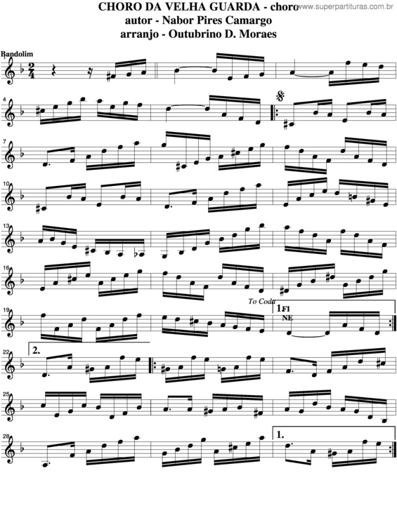 Partitura da música Choro Da Velha Guarda