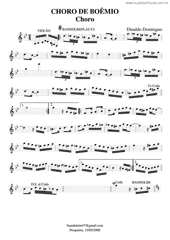 Partitura da música Choro De Boêmio v.2