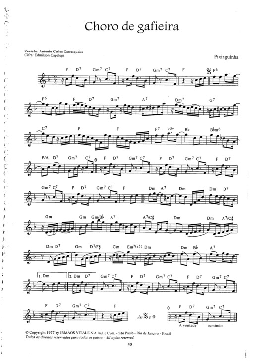 Partitura da música Choro De Gafieira v.3