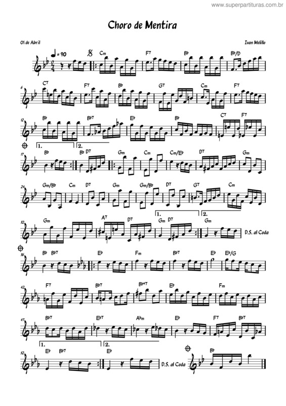 Partitura da música Choro De Mentira