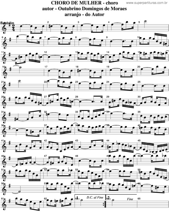 Partitura da música Choro De Mulher