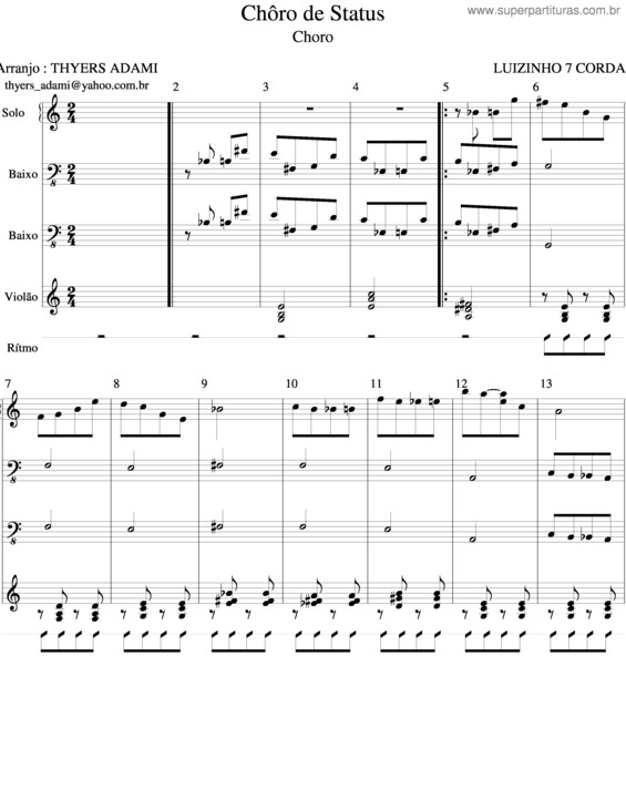 Partitura da música Choro De Status v.2