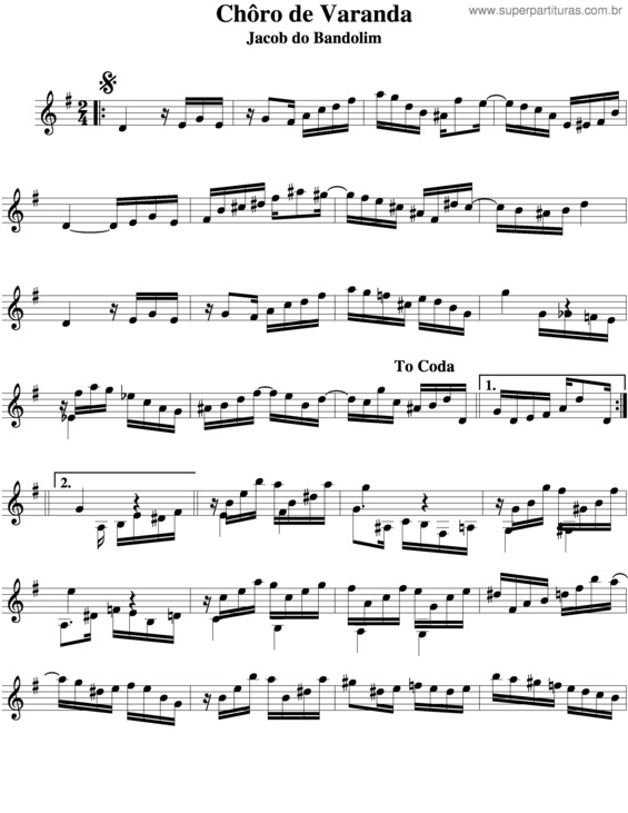 Partitura da música Choro De Varanda