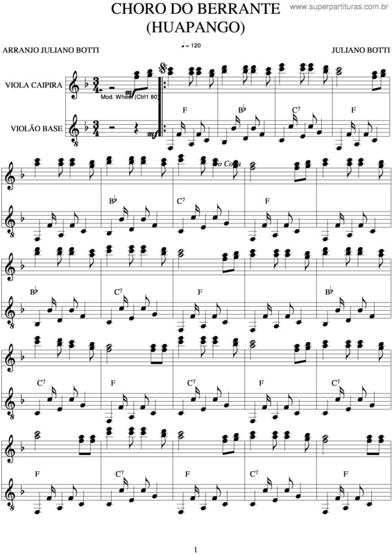 Partitura da música Choro Do Berrante