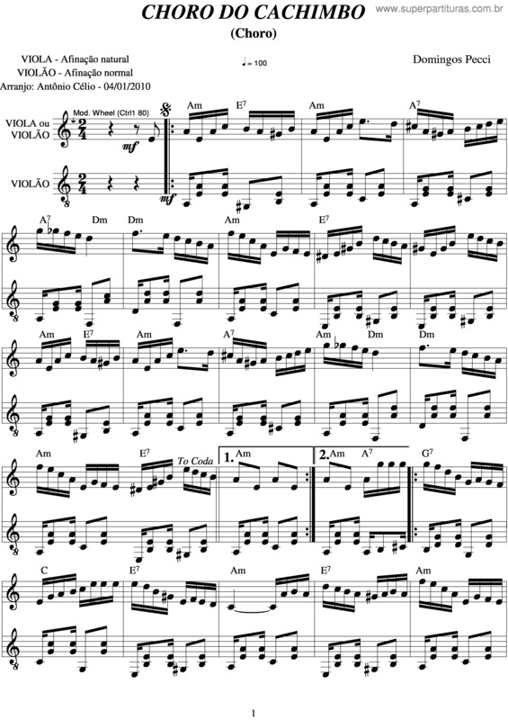 Partitura da música Choro Do Cachimbo v.2