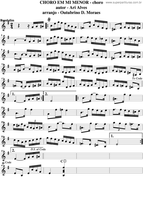 Partitura da música Choro Em Mi Menor v.2