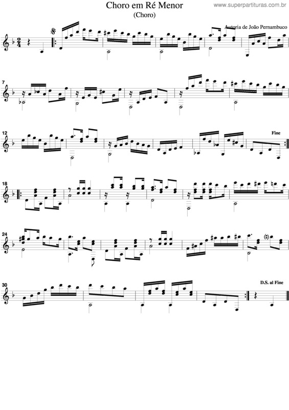 Partitura da música Choro Em Re Menor v.2