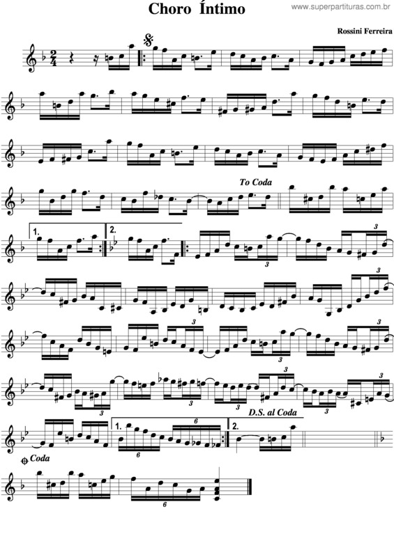 Partitura da música Choro Íntimo v.2