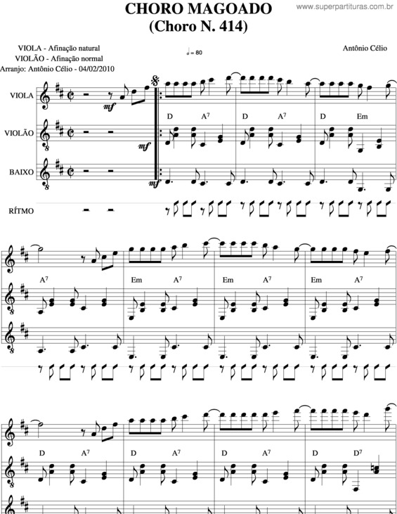 Partitura da música Choro Magoadon v.2