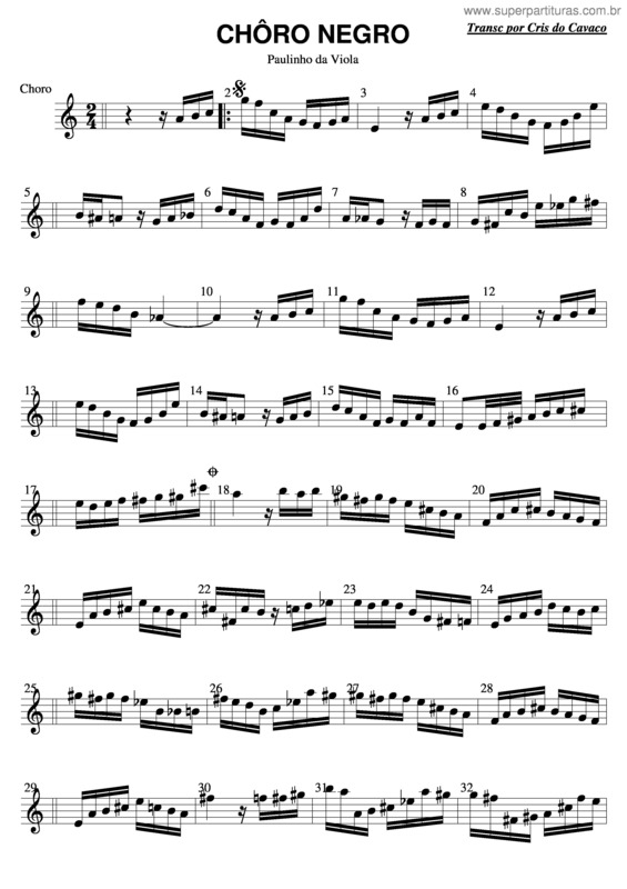 Partitura da música Choro Negro v.2