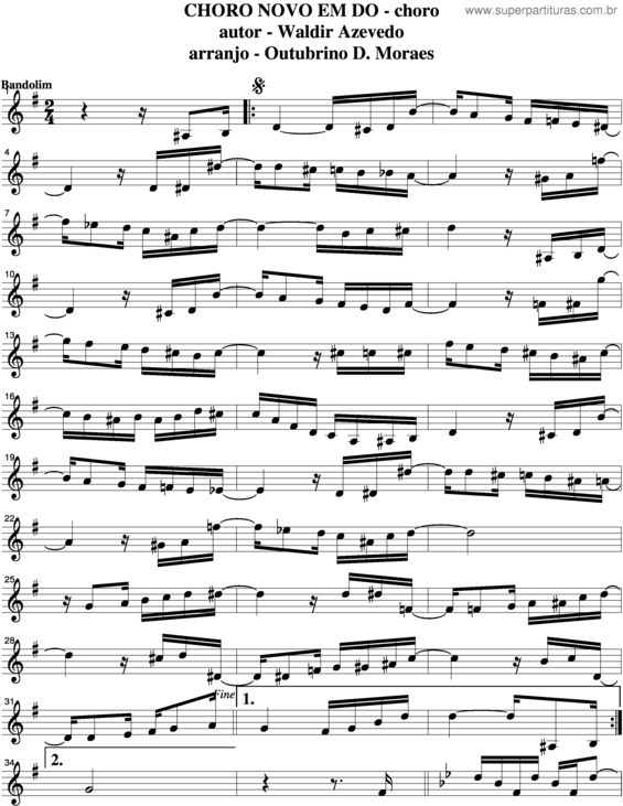 Partitura da música Choro Novo Em Dó v.2