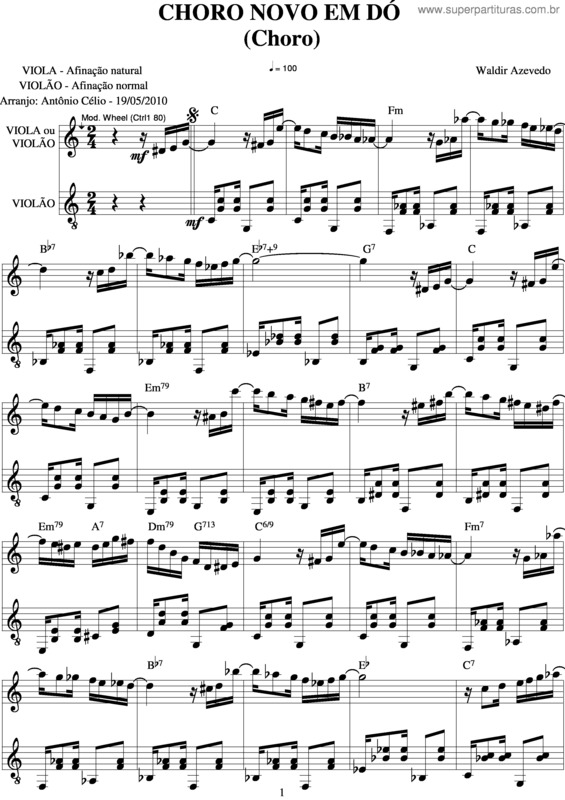 Partitura da música Choro Novo Em Dó v.4