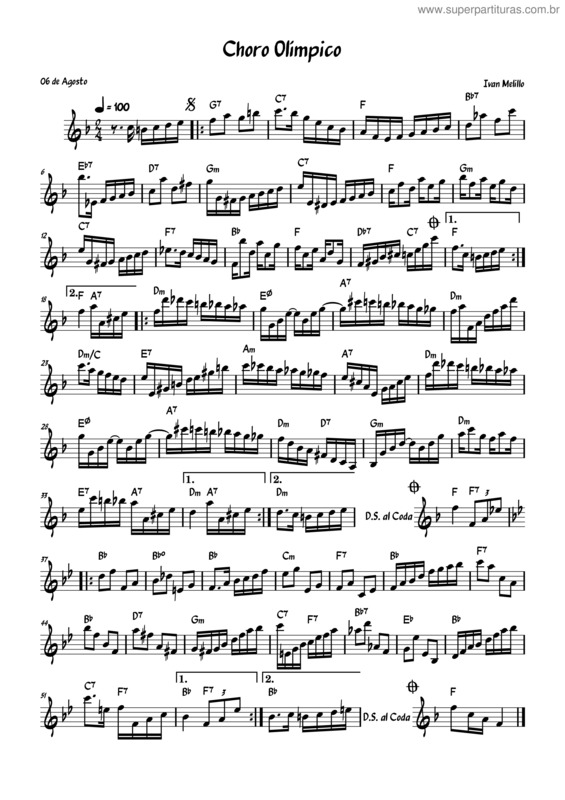 Partitura da música Choro Olímpico