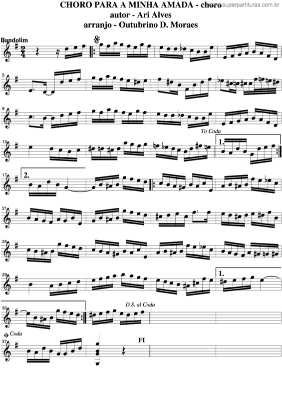 Partitura da música Choro Para A Minha Amada