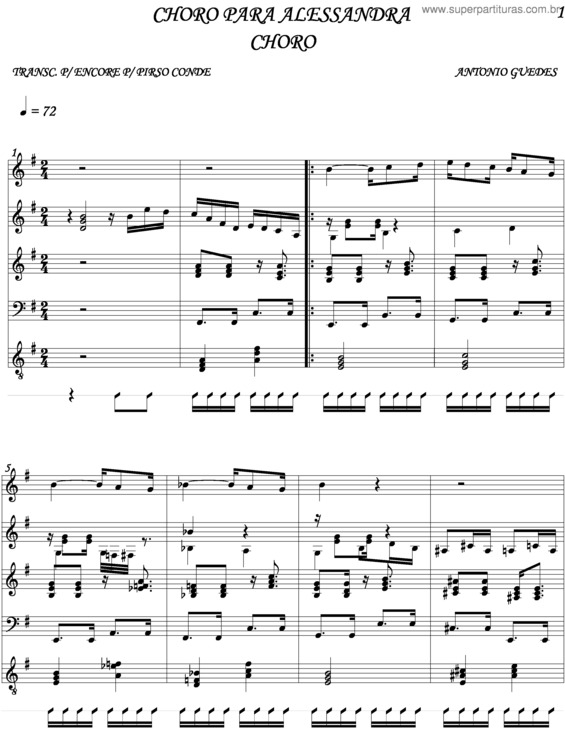 Partitura da música Choro Para Alessandra v.2