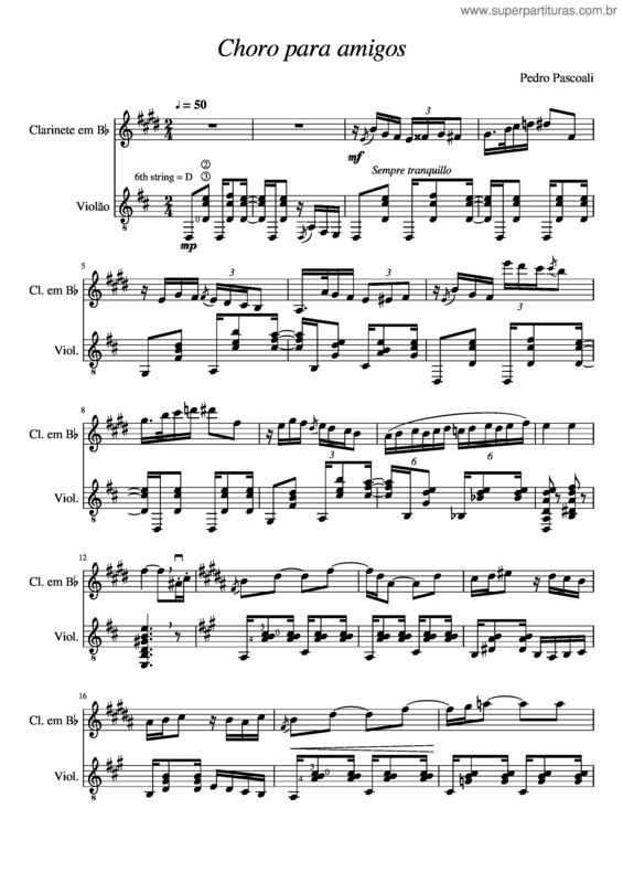 Partitura da música Choro Para Amigos
