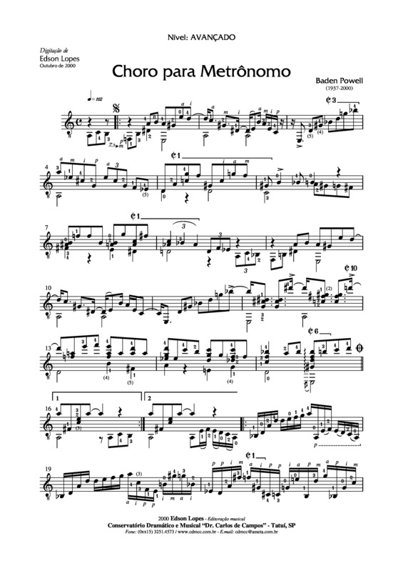 Partitura da música Choro para Metrônomo v.2