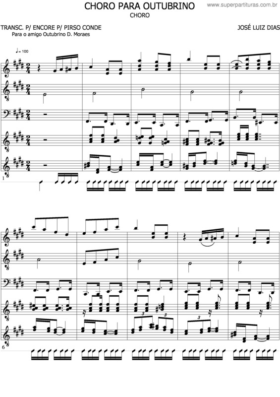 Partitura da música Choro Para Outubrino v.2