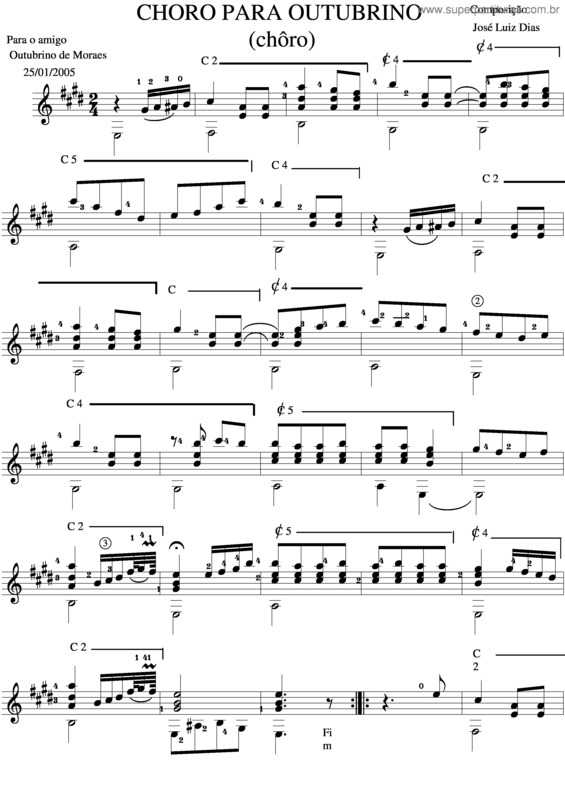 Partitura da música Choro Para Outubrino