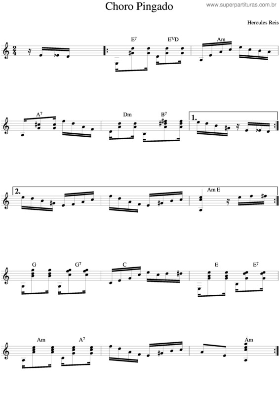 Partitura da música Choro Pingado