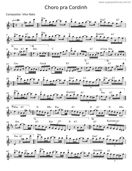 Partitura da música Choro Pra Cordinha
