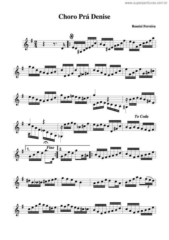 Partitura da música Choro Pra Denise