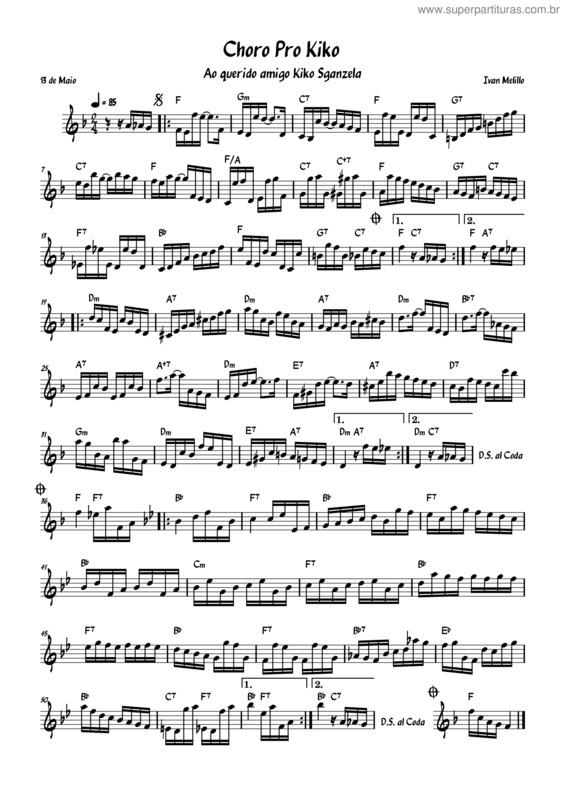 Partitura da música Choro Pro Kiko