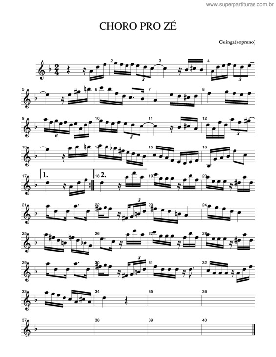 Partitura da música Choro Pro Zé