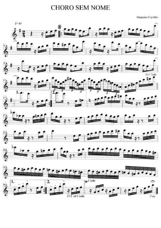 Partitura da música Choro Sem Nome