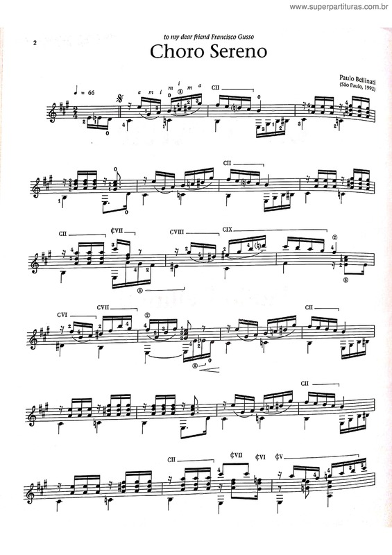 Partitura da música Choro Sereno