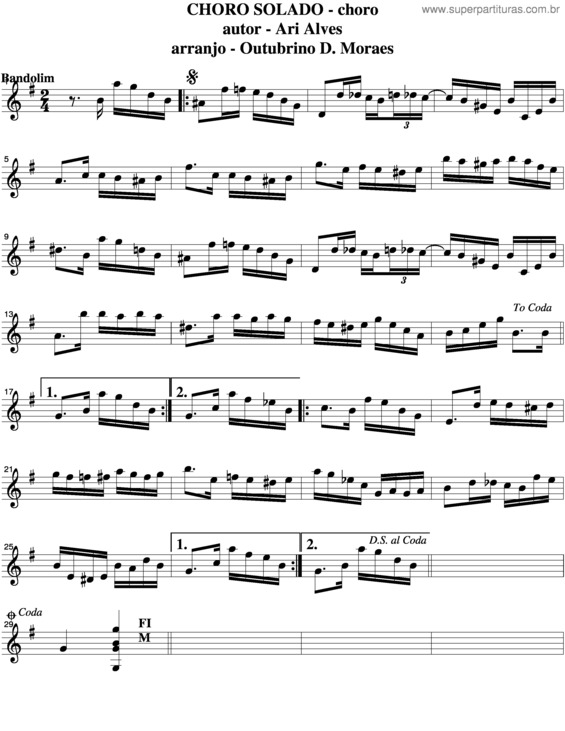 Partitura da música Choro Solado