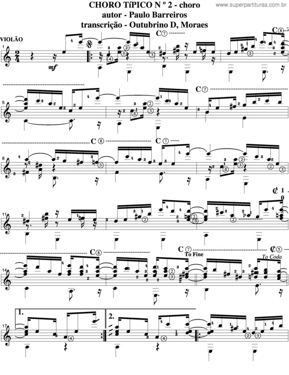 Partitura da música Choro Típico