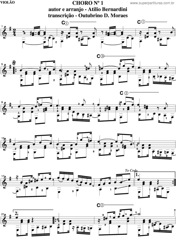 Partitura da música Choro v.23