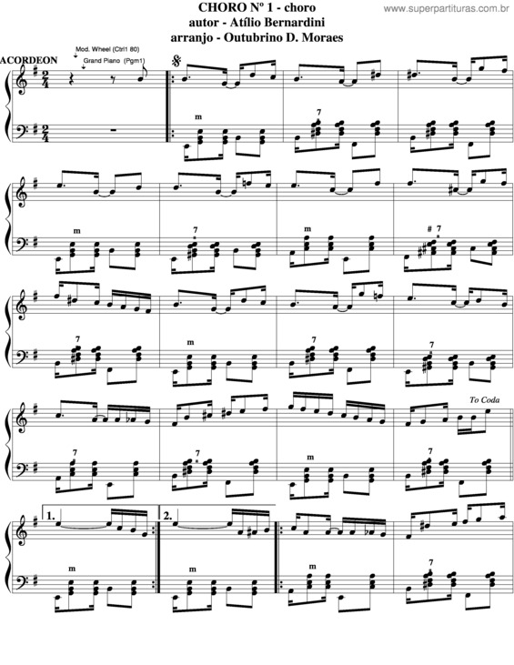 Partitura da música Choro v.25