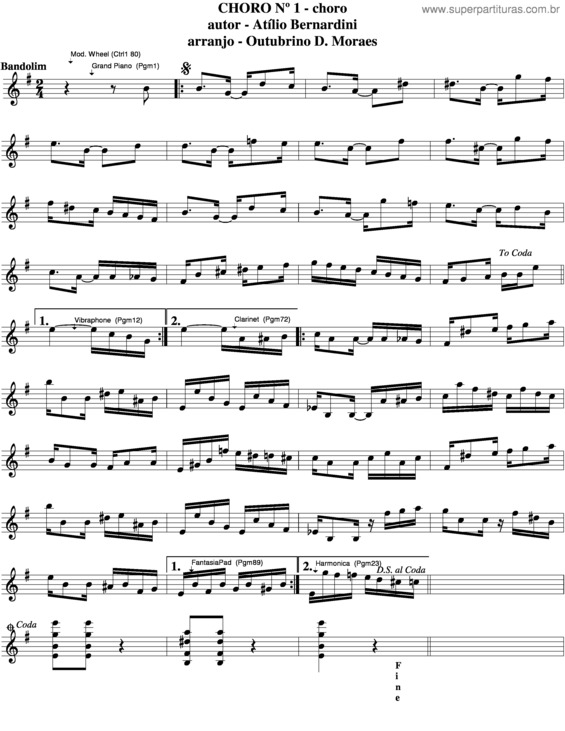 Partitura da música Choro v.26