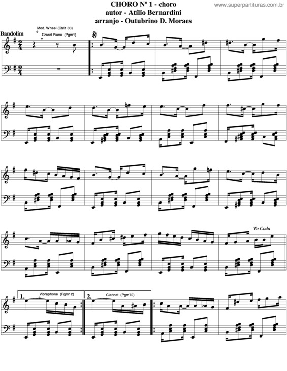 Partitura da música Choro v.27