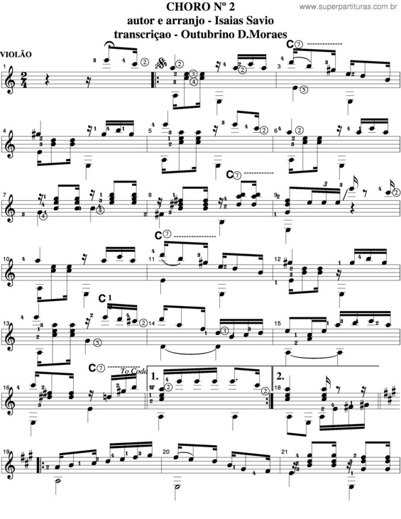 Partitura da música Choro v.29